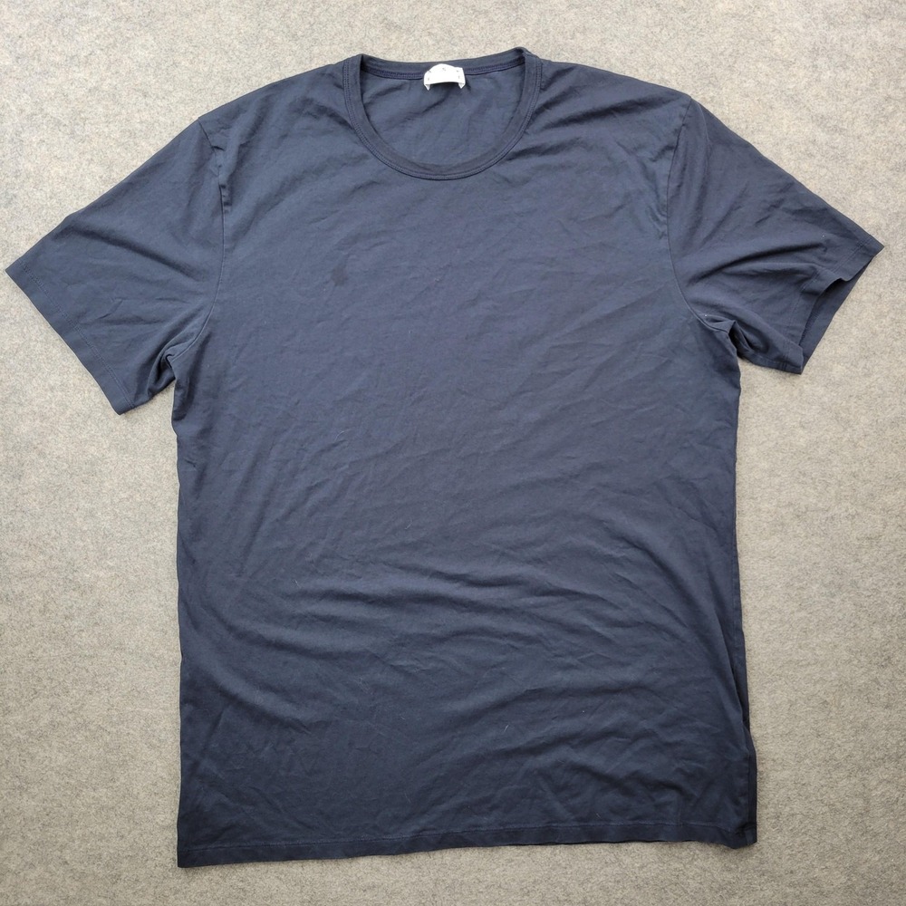 ASKET Shirt Mens XL Blue Solid Organic Cotton Crewneck Tee Portugal Basic